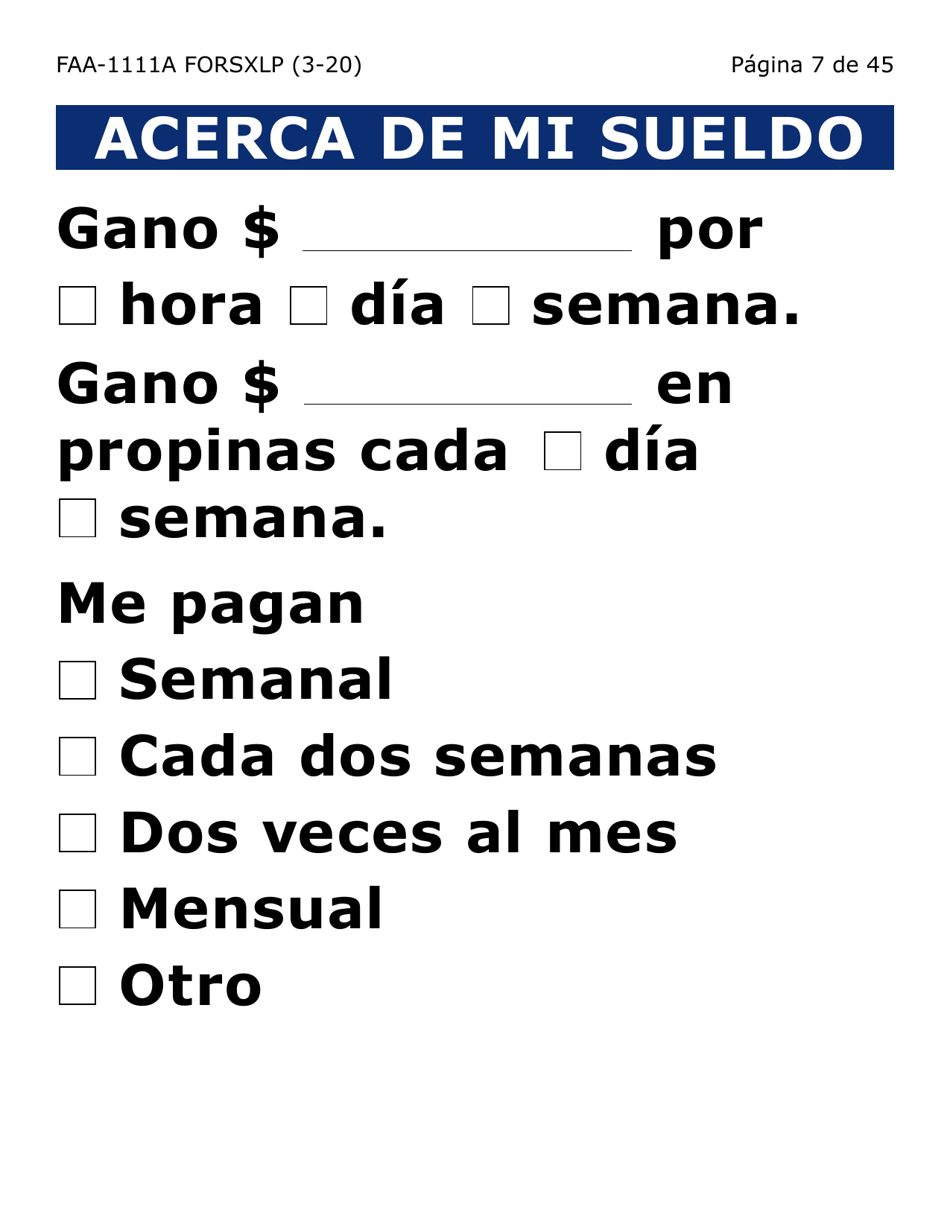Formulario FAA-1111A-SXLP Hoja Para Verificar La Declaracion Del Participante (Letra Extra Grande) - Arizona (Spanish), Page 7