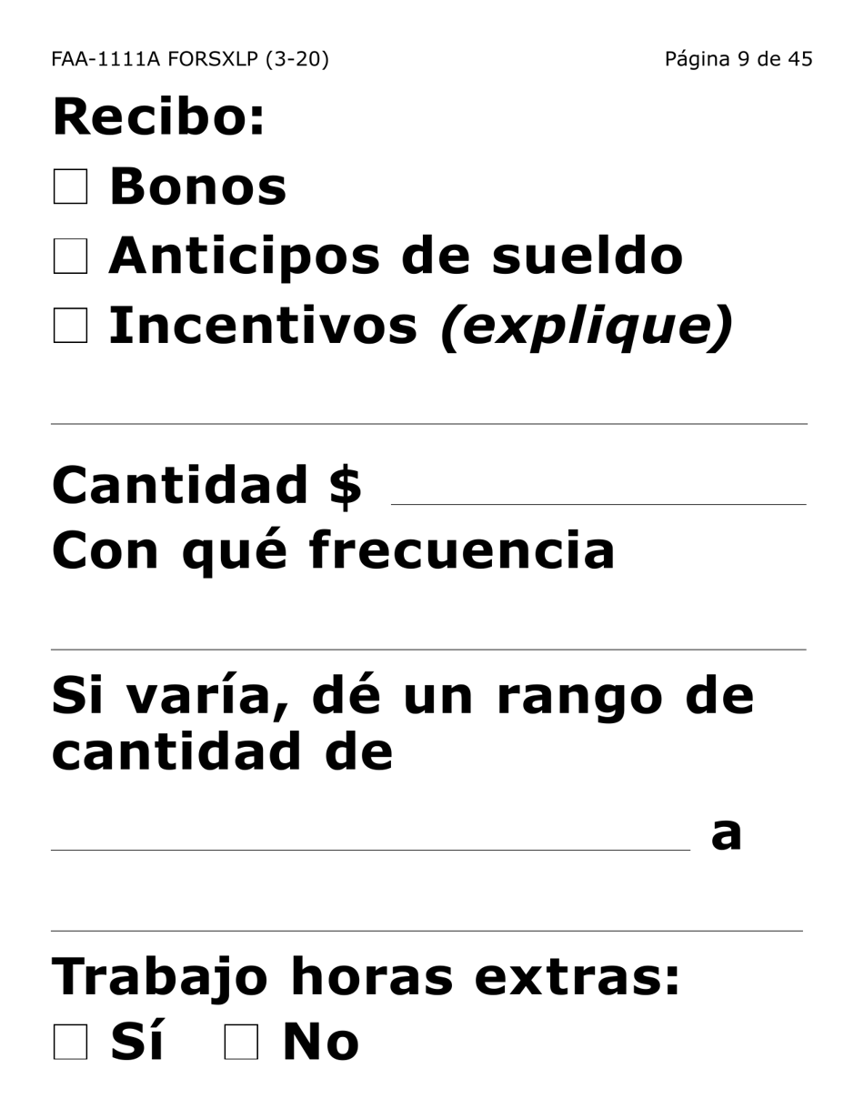 Formulario FAA-1111A-SXLP Hoja Para Verificar La Declaracion Del Participante (Letra Extra Grande) - Arizona (Spanish), Page 9
