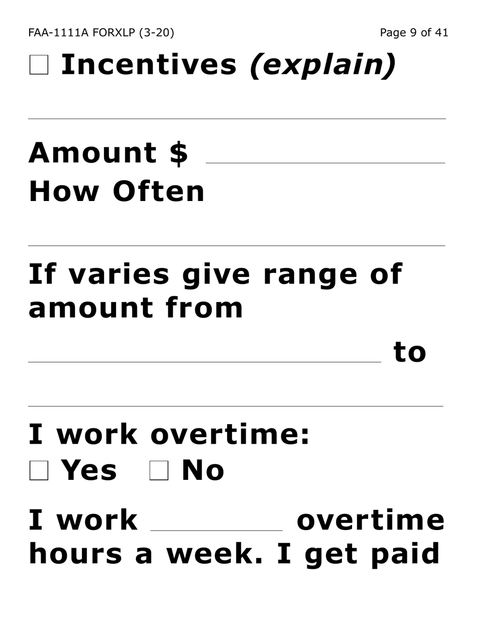 Form FAA-1111A-XLP Participant Statement Verification Worksheet (Extra Large Print) - Arizona, Page 9