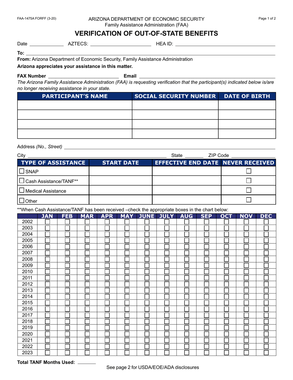 Form FAA-1475A - Fill Out, Sign Online and Download Fillable PDF ...