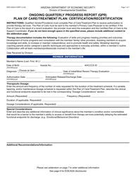 Form DDD-2063A Ongoing Quarterly Progress Report (Qpr) Plan of Care/Treatment Plan: Certification/Recertification - Arizona