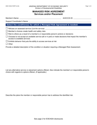 Form DDD-1530A Managed Risk Agreement Services and/or Placement - Arizona