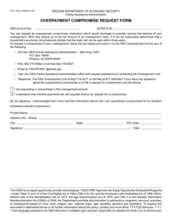 Document preview: Form FAA-1768A Overpayment Compromise Request Form - Arizona