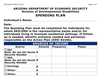 Document preview: Form DDD-0221A-LP Spending Plan (Large Print) - Arizona