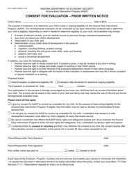 Document preview: Form GCI-1038B Consent for Evaluation - Prior Written Notice - Arizona