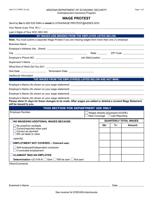 Form UB-217-C  Printable Pdf