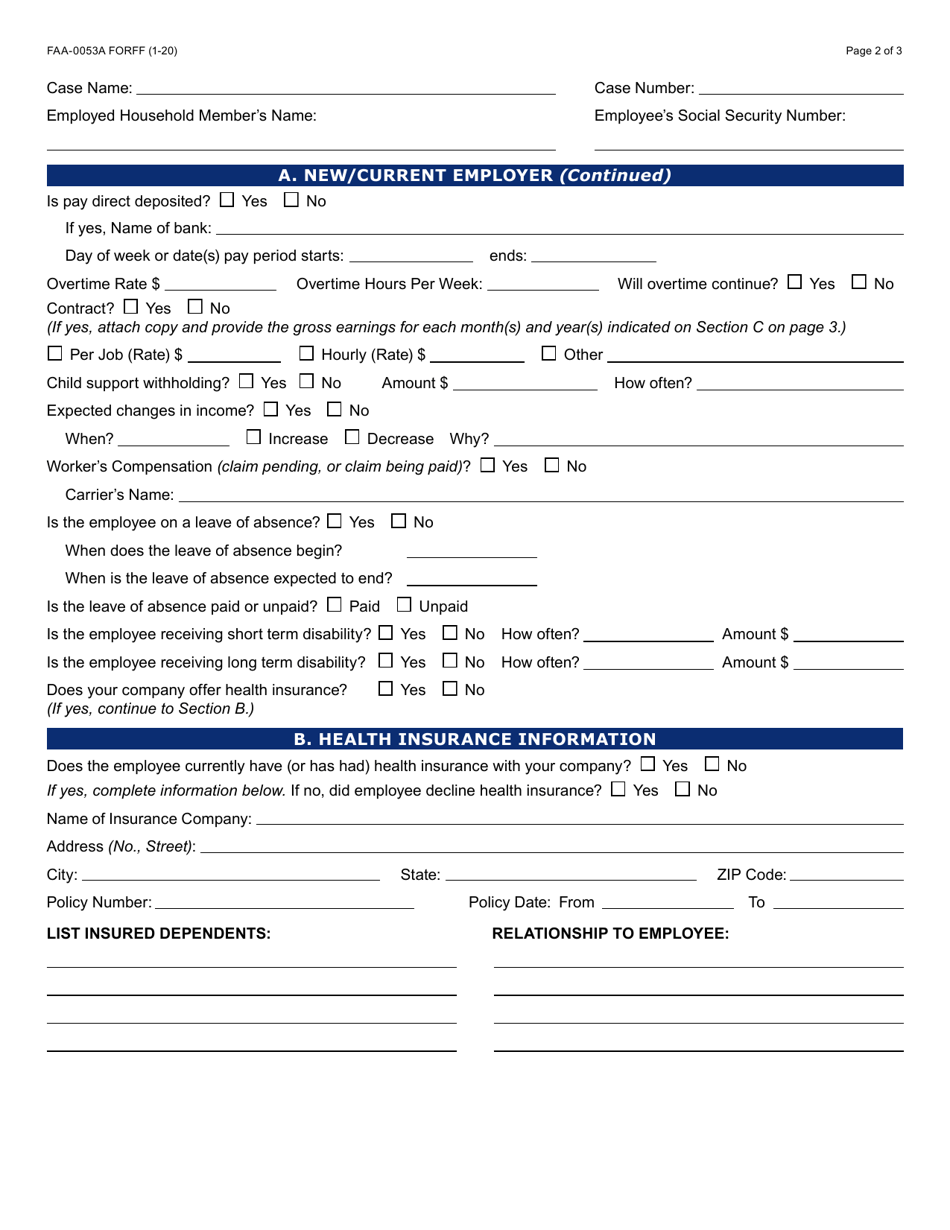 Form FAA-0053A Verification of New / Current Employment - Arizona, Page 2