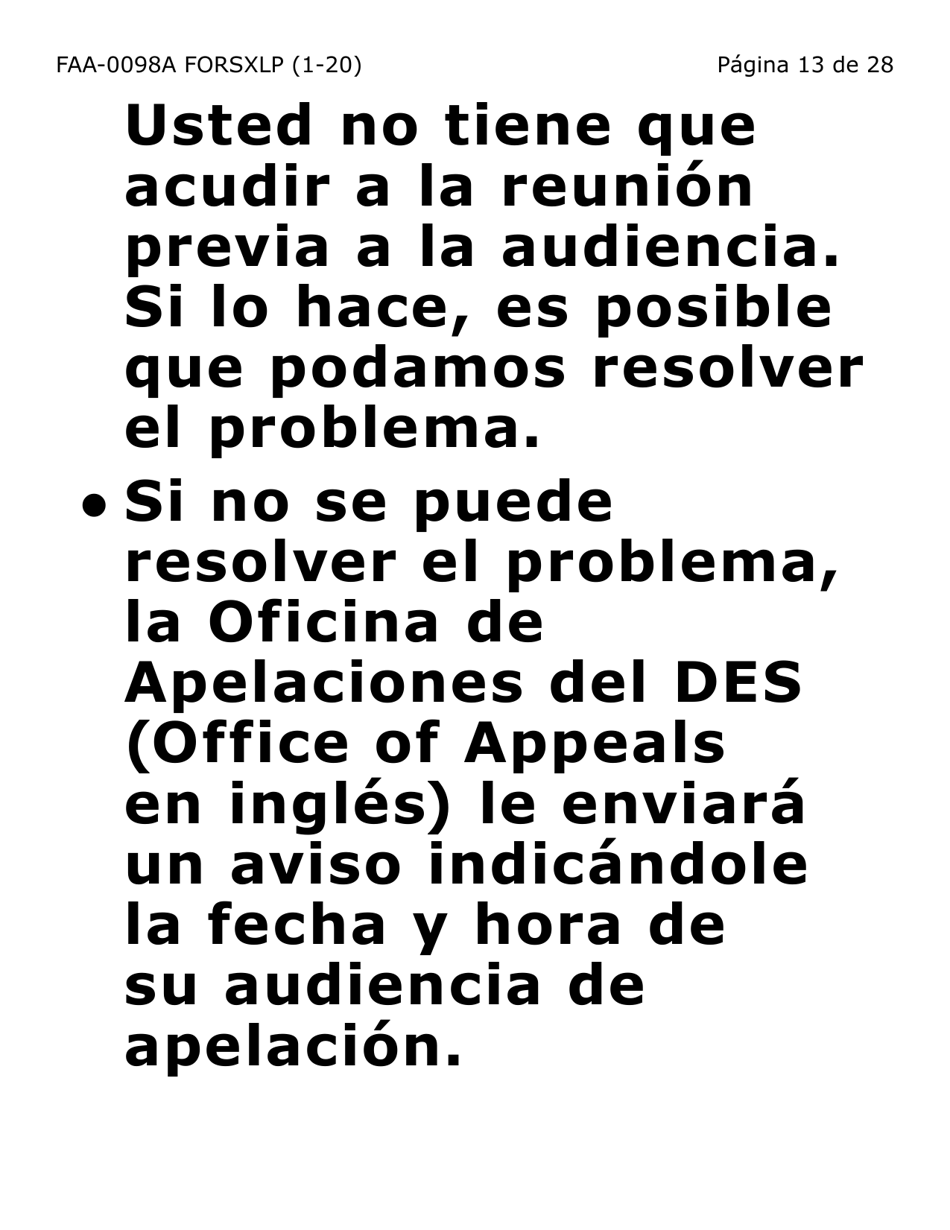 Formulario FAA-0098A-SXLP Solicitud De Apelacion (Letra Extra Grande) - Arizona (Spanish), Page 13