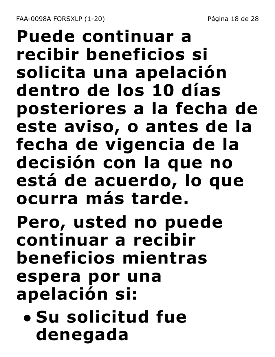 Formulario FAA-0098A-SXLP Solicitud De Apelacion (Letra Extra Grande) - Arizona (Spanish), Page 18