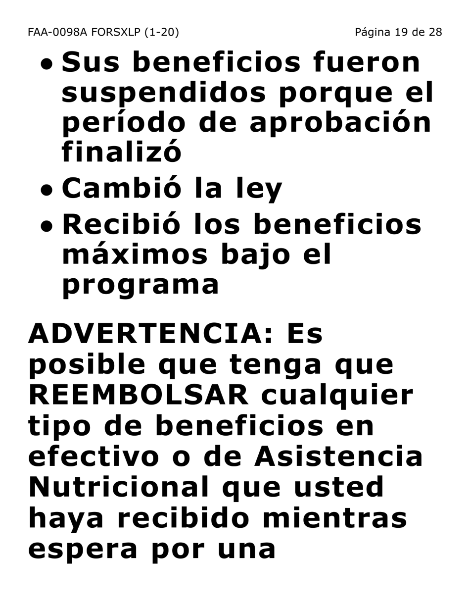 Formulario FAA-0098A-SXLP Solicitud De Apelacion (Letra Extra Grande) - Arizona (Spanish), Page 19