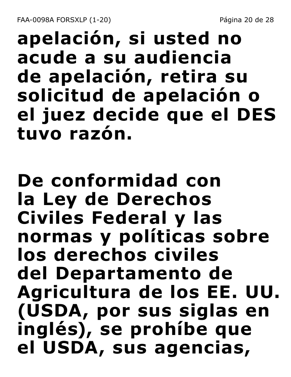 Formulario FAA-0098A-SXLP Solicitud De Apelacion (Letra Extra Grande) - Arizona (Spanish), Page 20