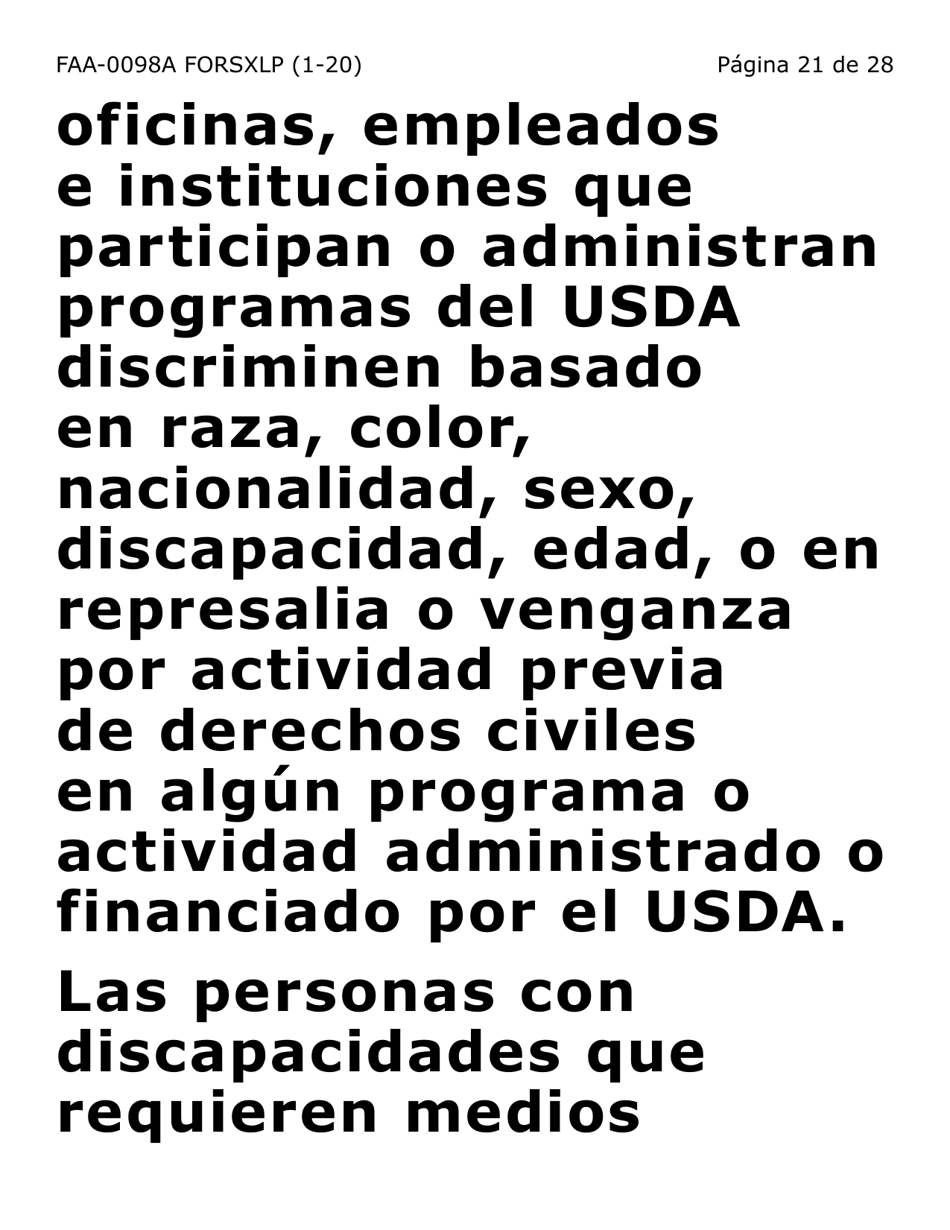 Formulario FAA-0098A-SXLP Solicitud De Apelacion (Letra Extra Grande) - Arizona (Spanish), Page 21