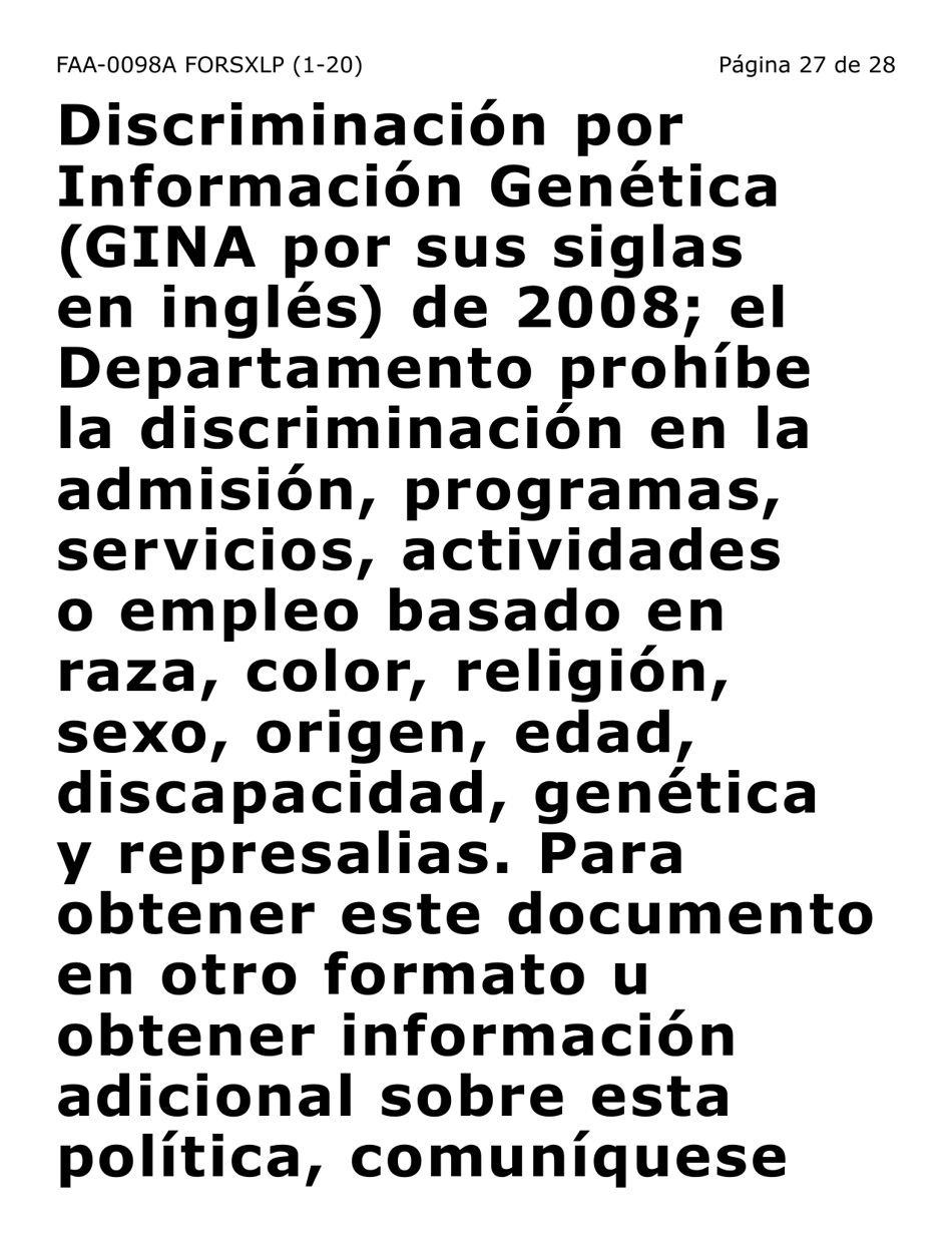 Formulario FAA-0098A-SXLP Solicitud De Apelacion (Letra Extra Grande) - Arizona (Spanish), Page 27