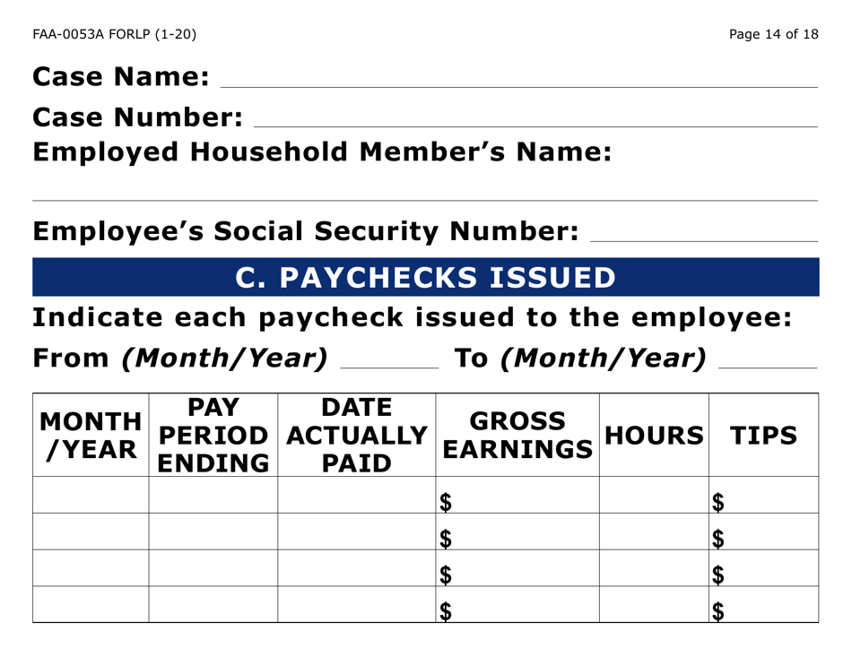 Form FAA-0053A-LP Verification of New / Current Employment (Large Print) - Arizona, Page 14