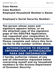 Form FAA-0053A-LP Verification of New/Current Employment (Large Print) - Arizona, Page 2