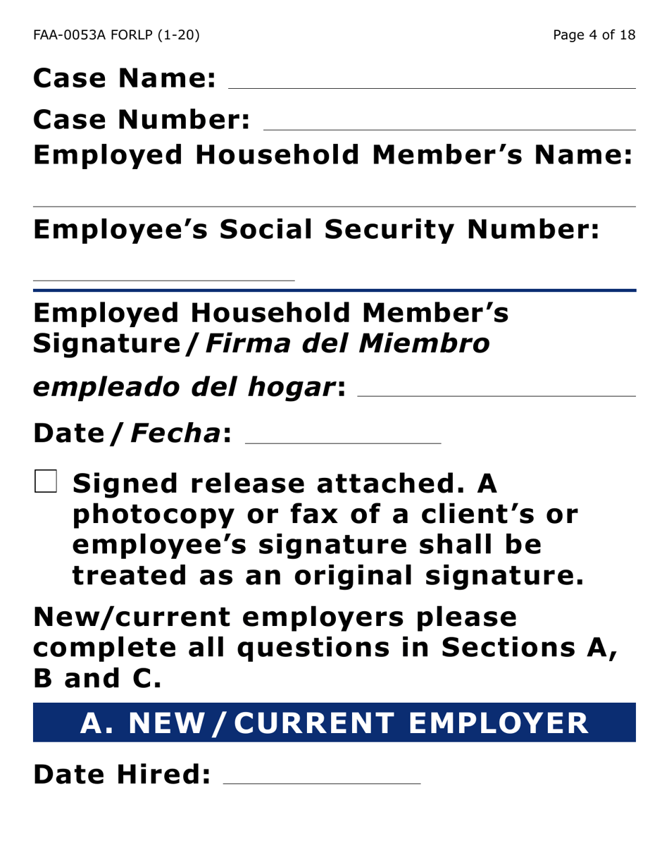 Form FAA-0053A-LP Verification of New / Current Employment (Large Print) - Arizona, Page 4