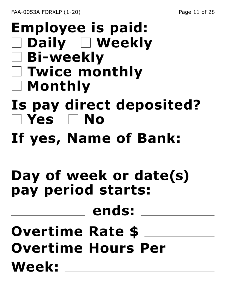 Form FAA-0053A-XLP Verification of New / Current Employment (Extra Large Print) - Arizona, Page 11