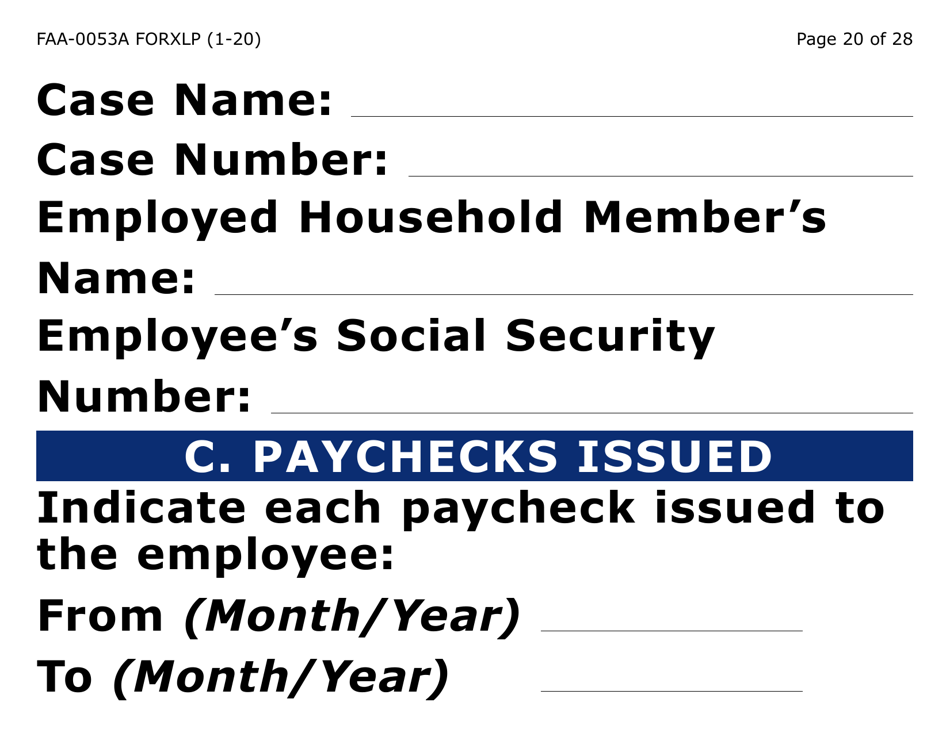 Form FAA-0053A-XLP Verification of New / Current Employment (Extra Large Print) - Arizona, Page 20