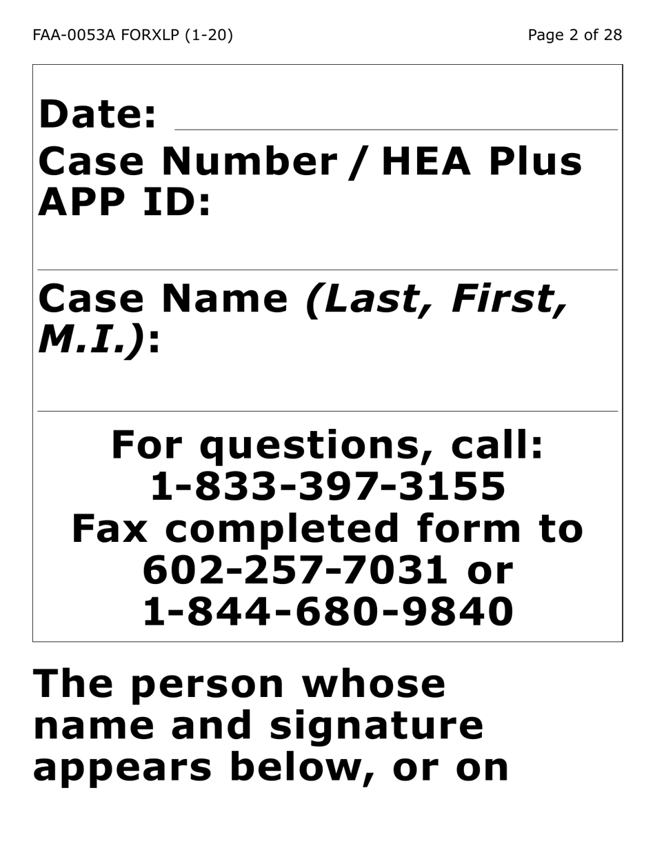 Form FAA-0053A-XLP Verification of New / Current Employment (Extra Large Print) - Arizona, Page 2