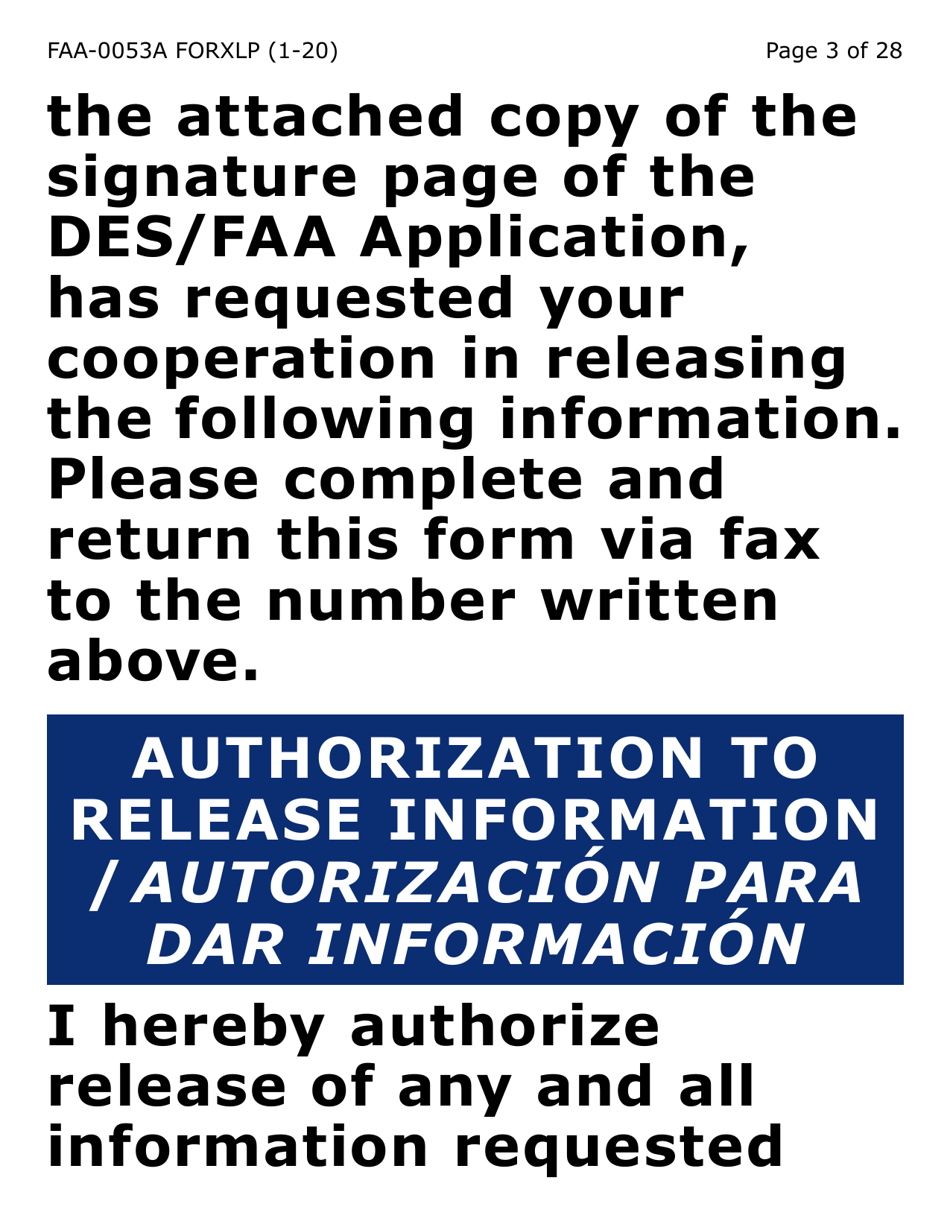 Form FAA-0053A-XLP Verification of New / Current Employment (Extra Large Print) - Arizona, Page 3