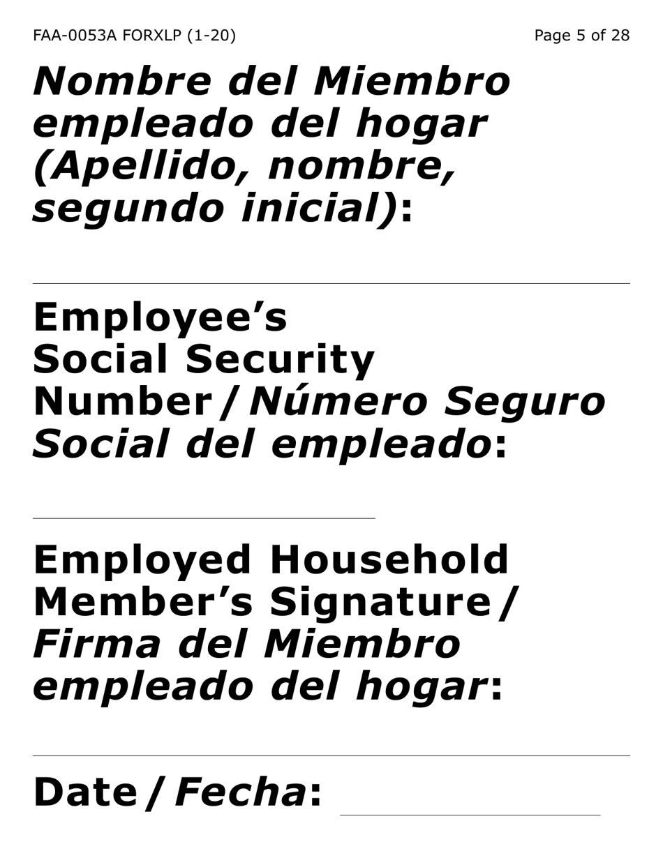 Form FAA-0053A-XLP Verification of New / Current Employment (Extra Large Print) - Arizona, Page 5