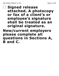 Form FAA-0053A-XLP Verification of New/Current Employment (Extra Large Print) - Arizona, Page 6