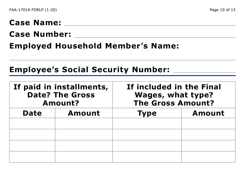 Form FAA-1701A-LP Verification of Terminated Employment (Large Print) - Arizona, Page 10