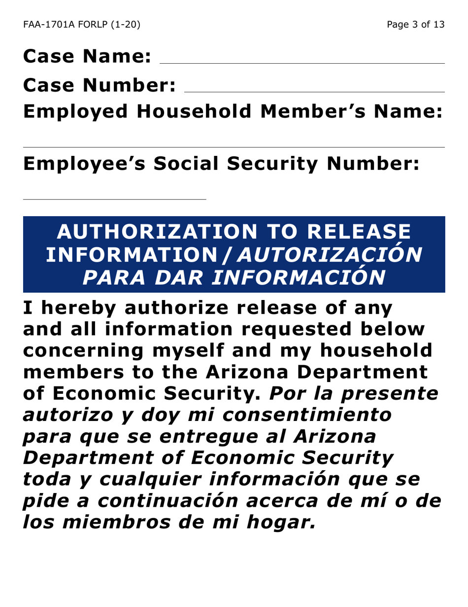 Form FAA-1701A-LP Verification of Terminated Employment (Large Print) - Arizona, Page 3