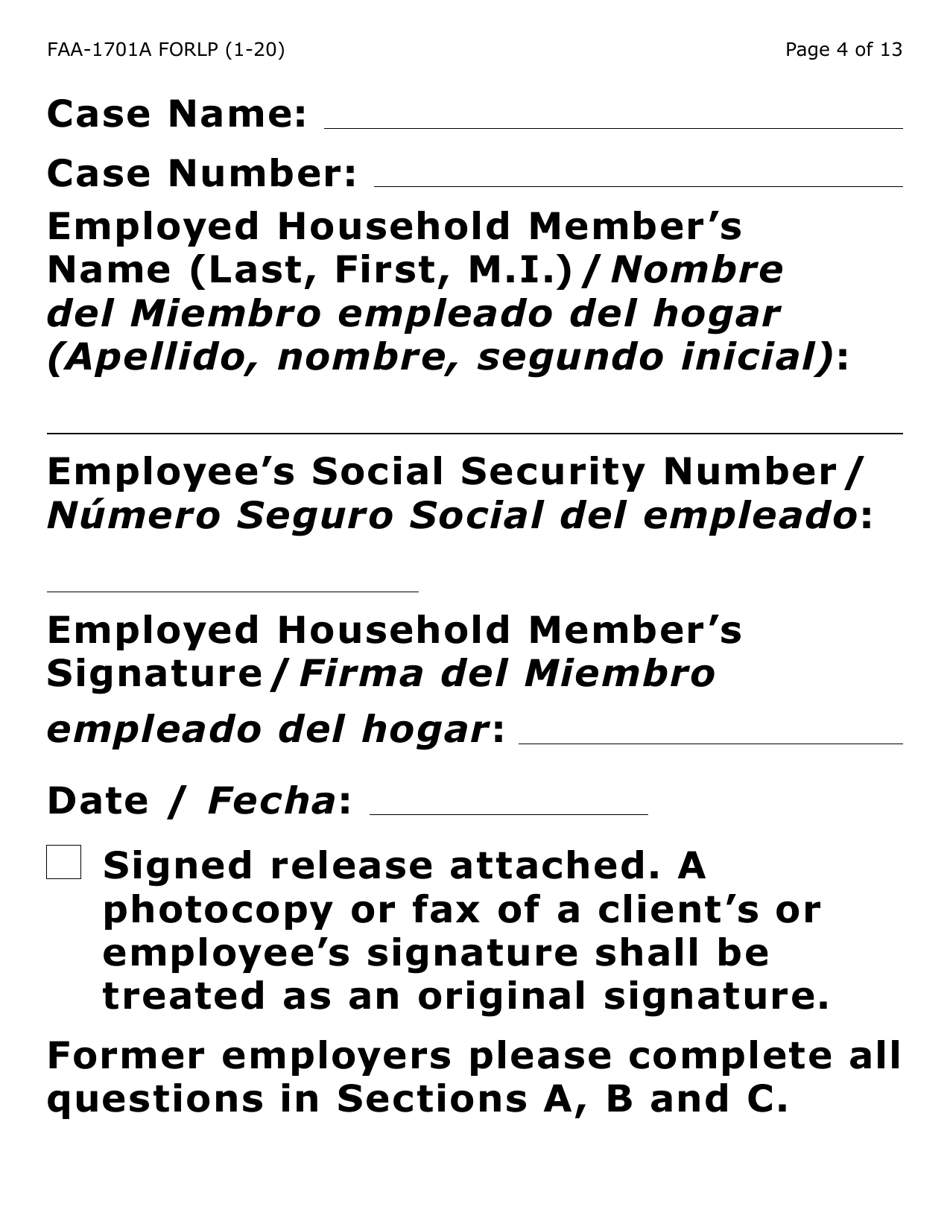 Form FAA-1701A-LP Verification of Terminated Employment (Large Print) - Arizona, Page 4
