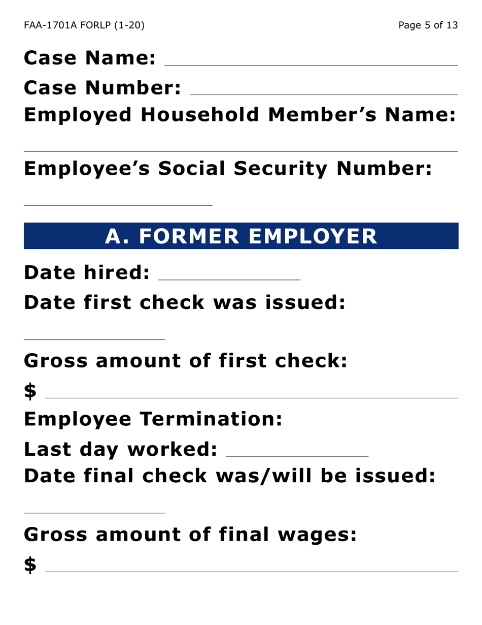 Form FAA-1701A-LP Verification of Terminated Employment (Large Print) - Arizona, Page 5