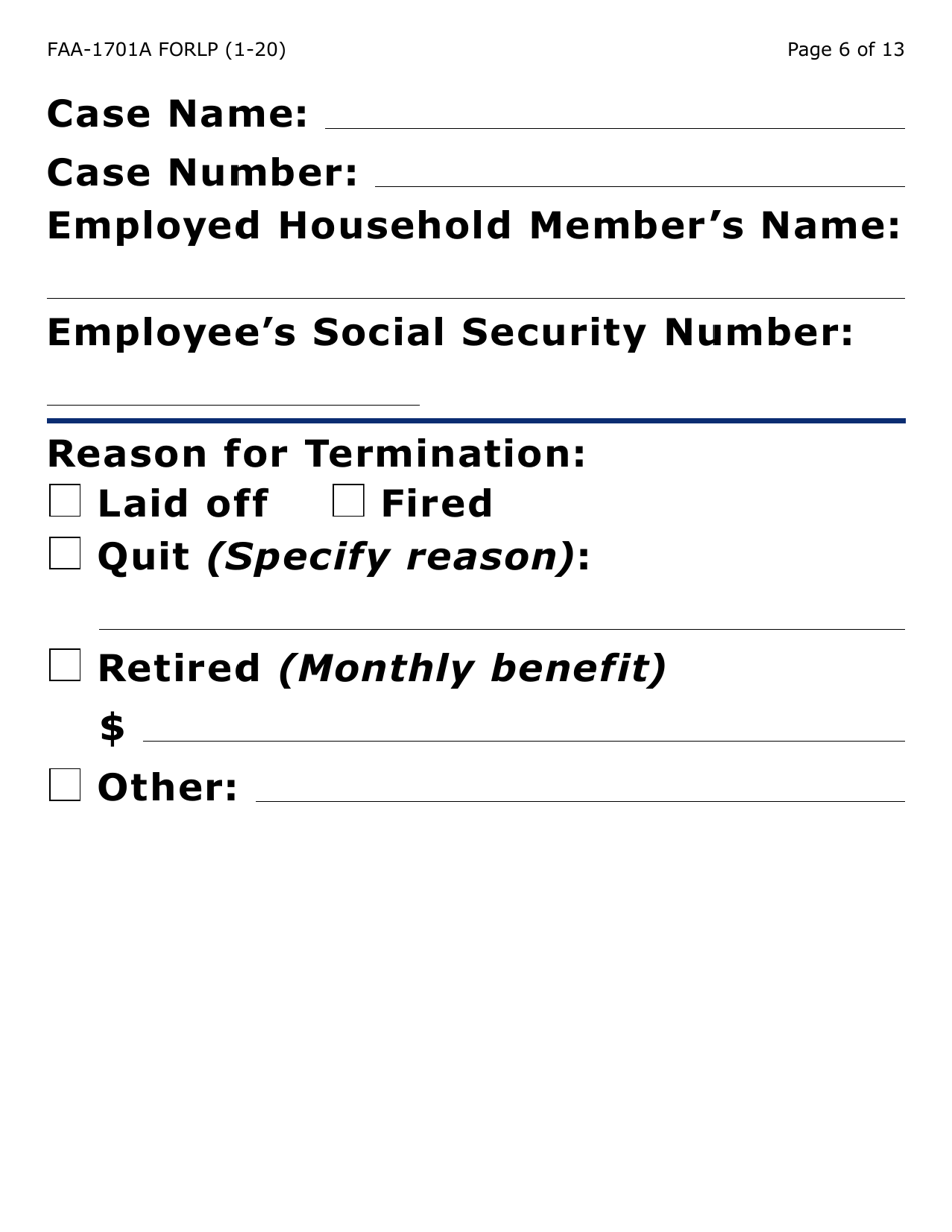Form FAA-1701A-LP Verification of Terminated Employment (Large Print) - Arizona, Page 6