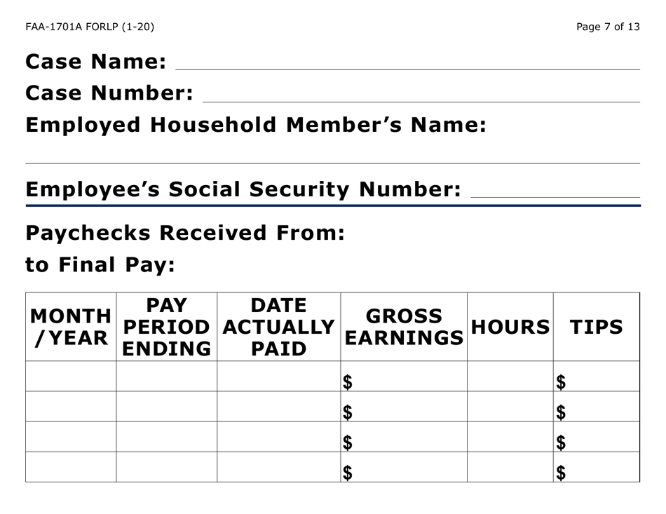 Form FAA-1701A-LP Verification of Terminated Employment (Large Print) - Arizona, Page 7