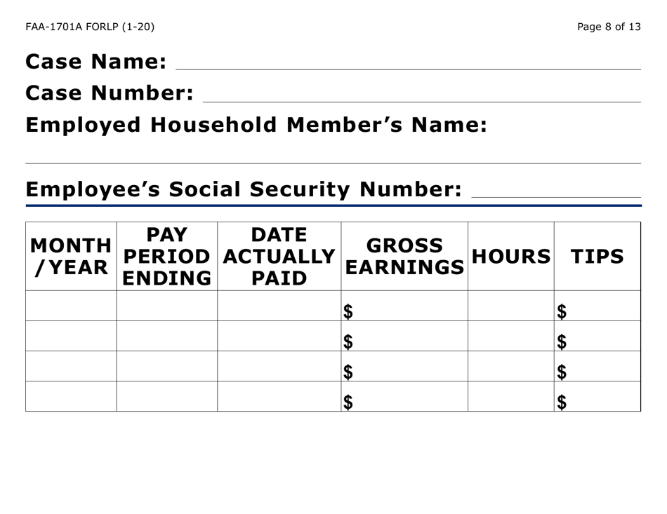 Form FAA-1701A-LP Verification of Terminated Employment (Large Print) - Arizona, Page 8