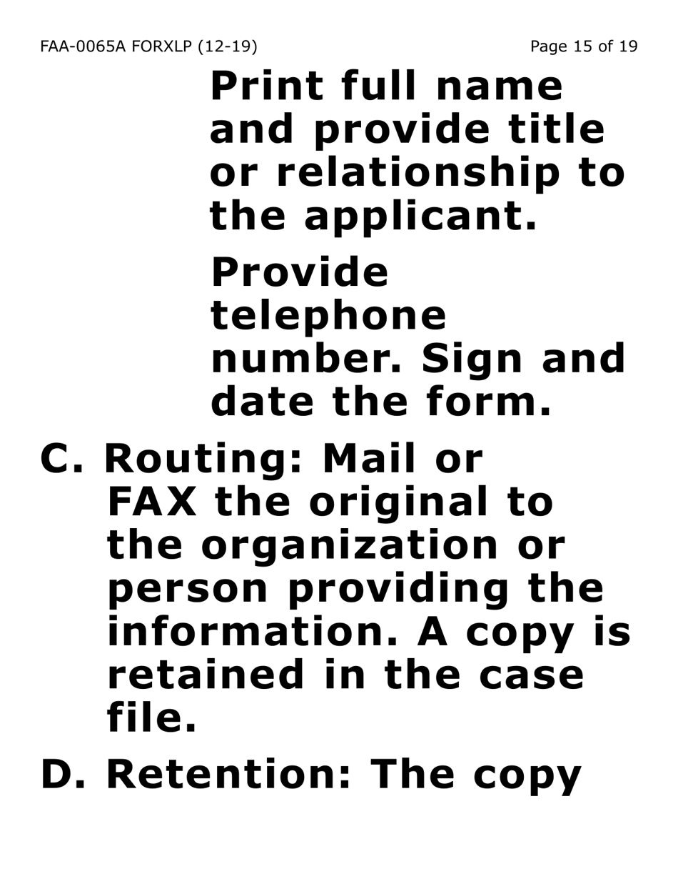 Form FAA-0065A-XLP Verification of Living Arrangements / Residential Address (Extra Large Print) - Arizona, Page 15
