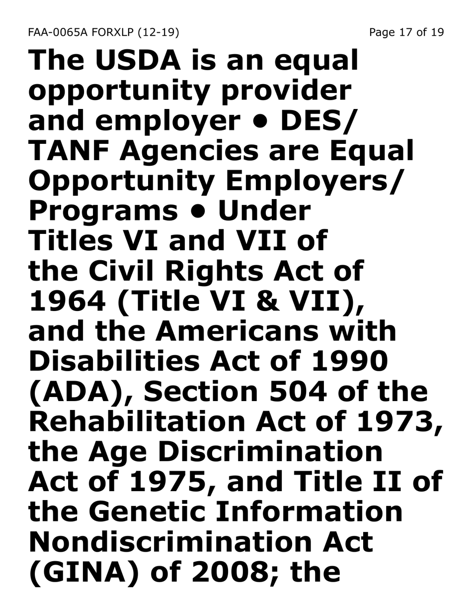 Form FAA-0065A-XLP Verification of Living Arrangements / Residential Address (Extra Large Print) - Arizona, Page 17