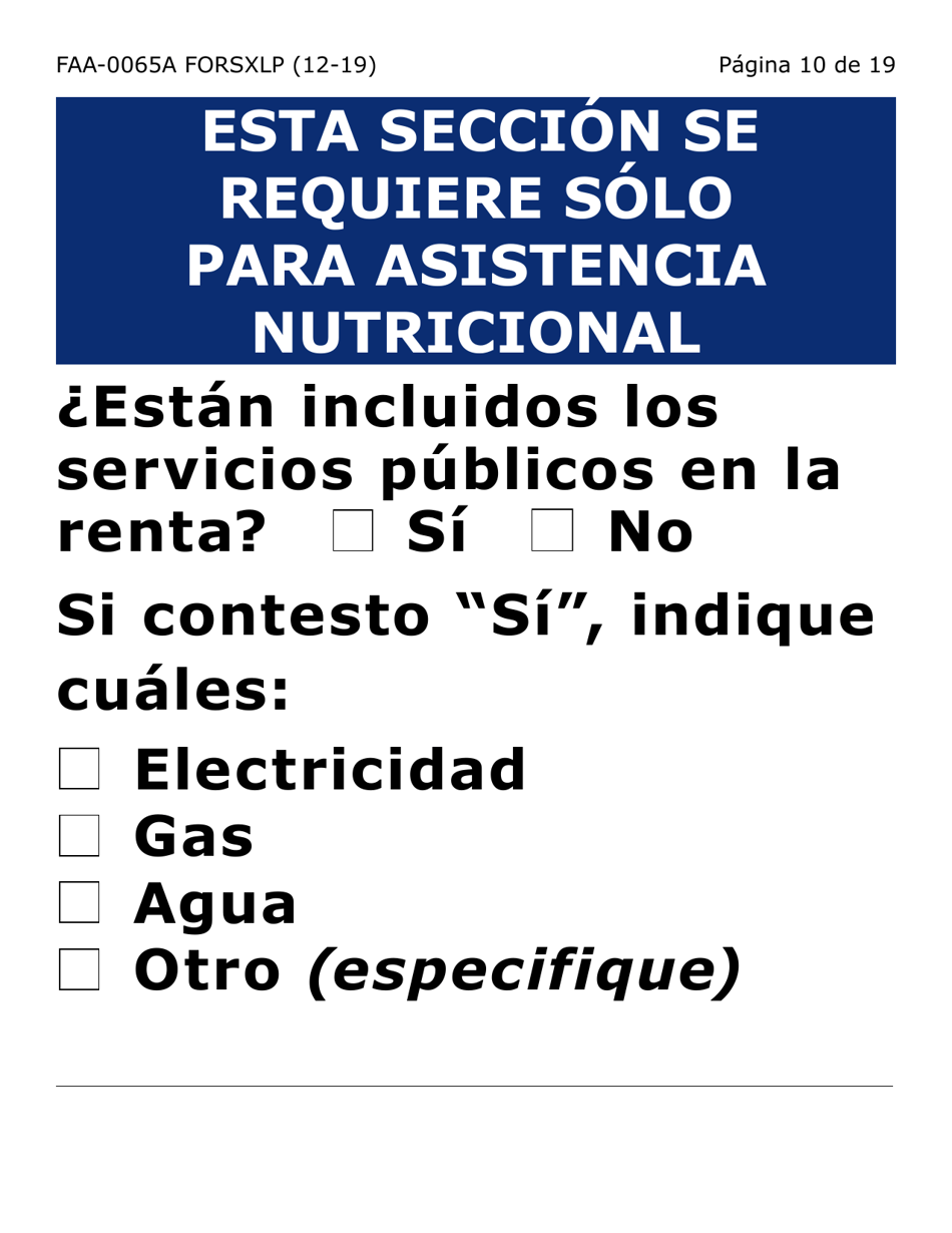 Formulario FAA-0065A-SXLP Verificacion De Situacion De Residencia / Direccion Residencial (Letra Extra Grande) - Arizona (Spanish), Page 10