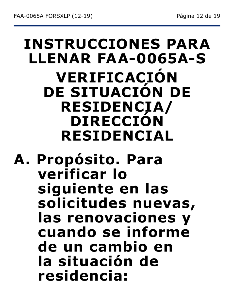 Formulario FAA-0065A-SXLP Verificacion De Situacion De Residencia / Direccion Residencial (Letra Extra Grande) - Arizona (Spanish), Page 12