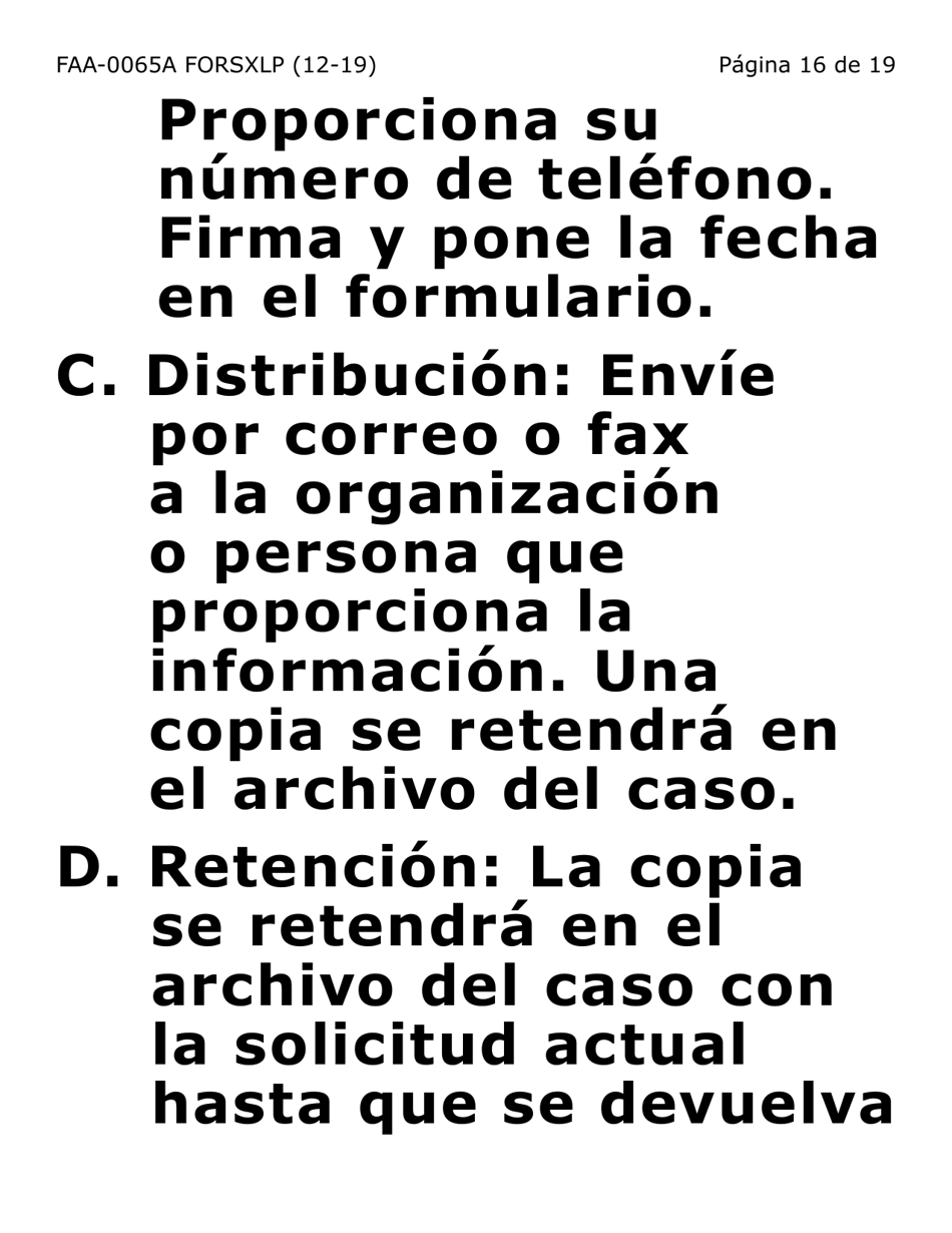 Formulario FAA-0065A-SXLP Verificacion De Situacion De Residencia / Direccion Residencial (Letra Extra Grande) - Arizona (Spanish), Page 16