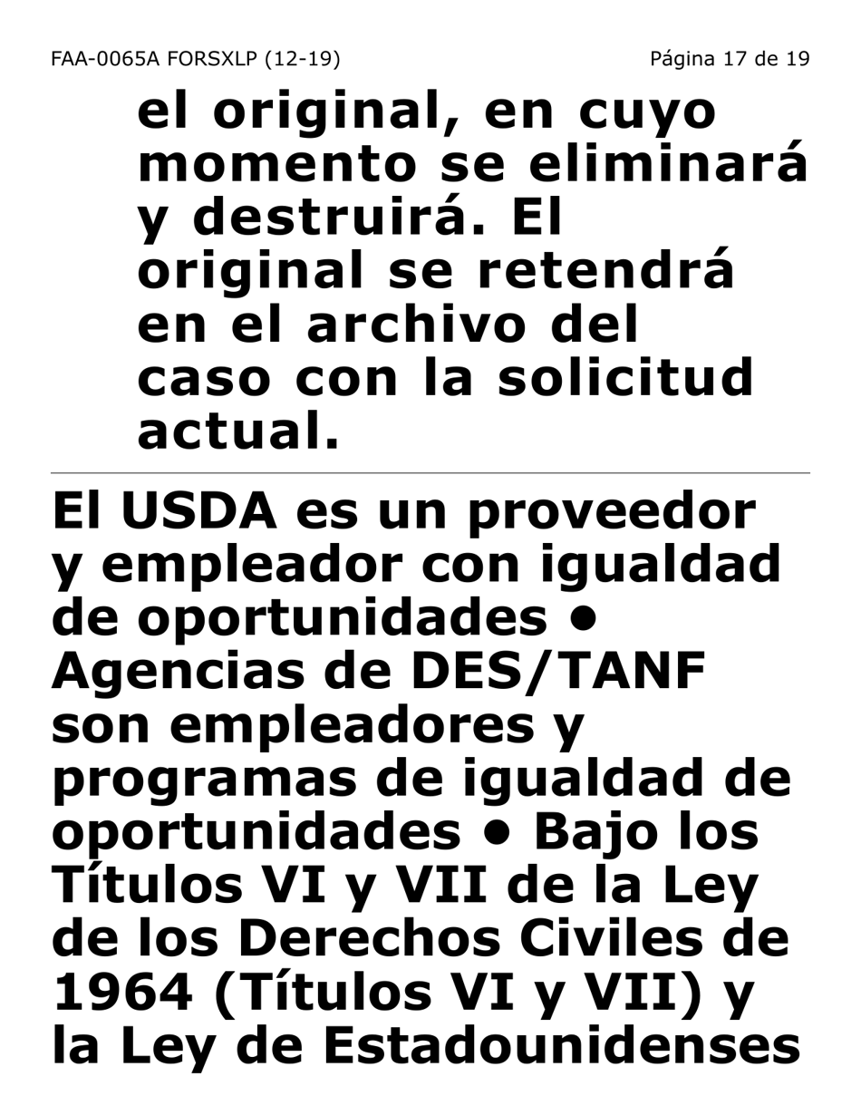 Formulario FAA-0065A-SXLP Verificacion De Situacion De Residencia / Direccion Residencial (Letra Extra Grande) - Arizona (Spanish), Page 17