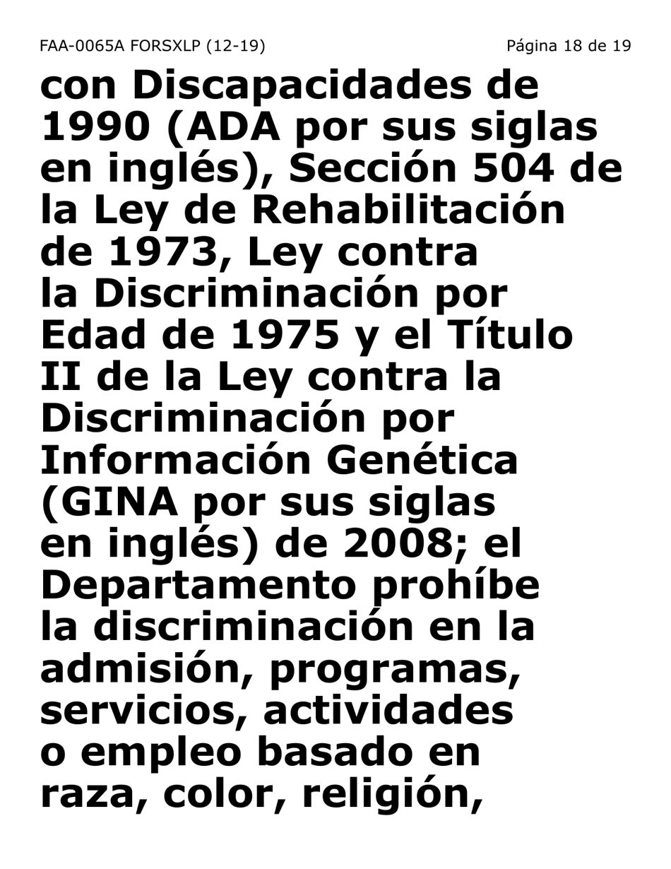 Formulario FAA-0065A-SXLP Verificacion De Situacion De Residencia / Direccion Residencial (Letra Extra Grande) - Arizona (Spanish), Page 18