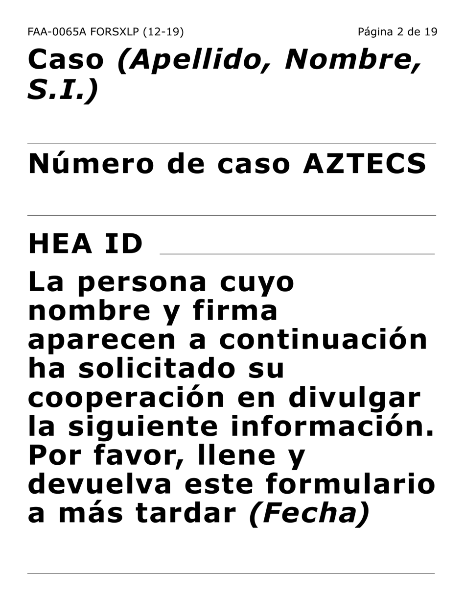 Formulario FAA-0065A-SXLP Verificacion De Situacion De Residencia / Direccion Residencial (Letra Extra Grande) - Arizona (Spanish), Page 2