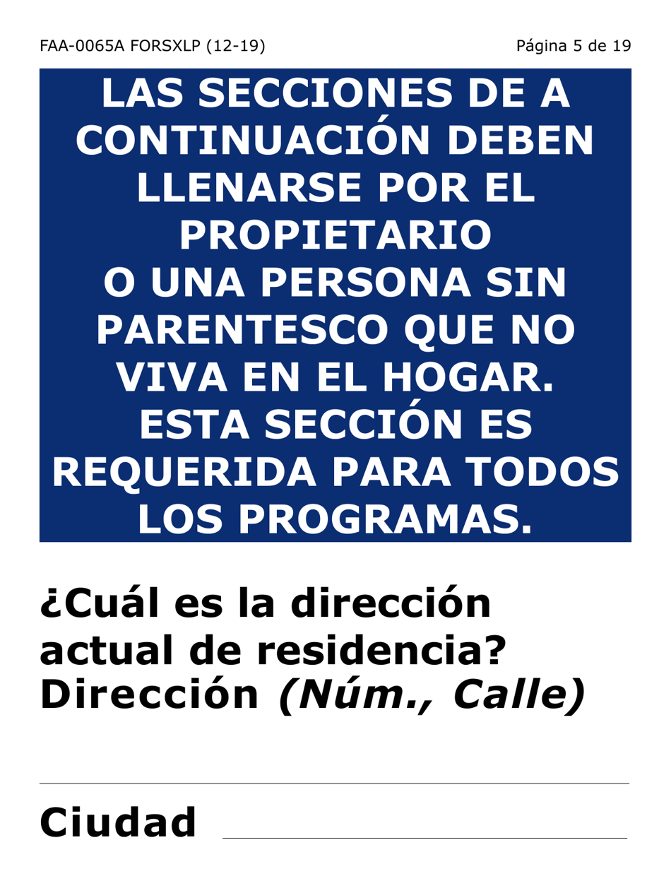 Formulario FAA-0065A-SXLP Verificacion De Situacion De Residencia / Direccion Residencial (Letra Extra Grande) - Arizona (Spanish), Page 5