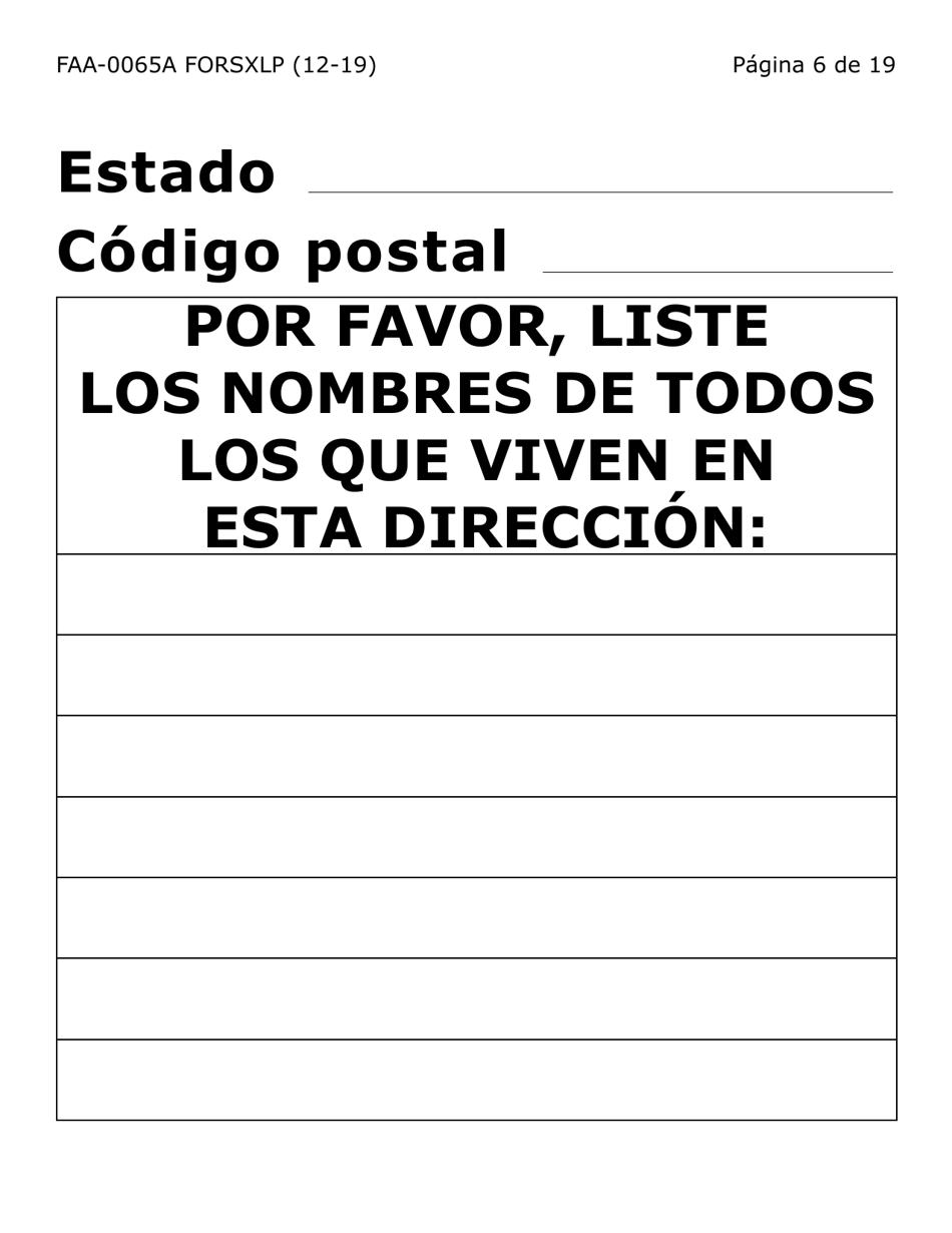 Formulario FAA-0065A-SXLP Verificacion De Situacion De Residencia / Direccion Residencial (Letra Extra Grande) - Arizona (Spanish), Page 6