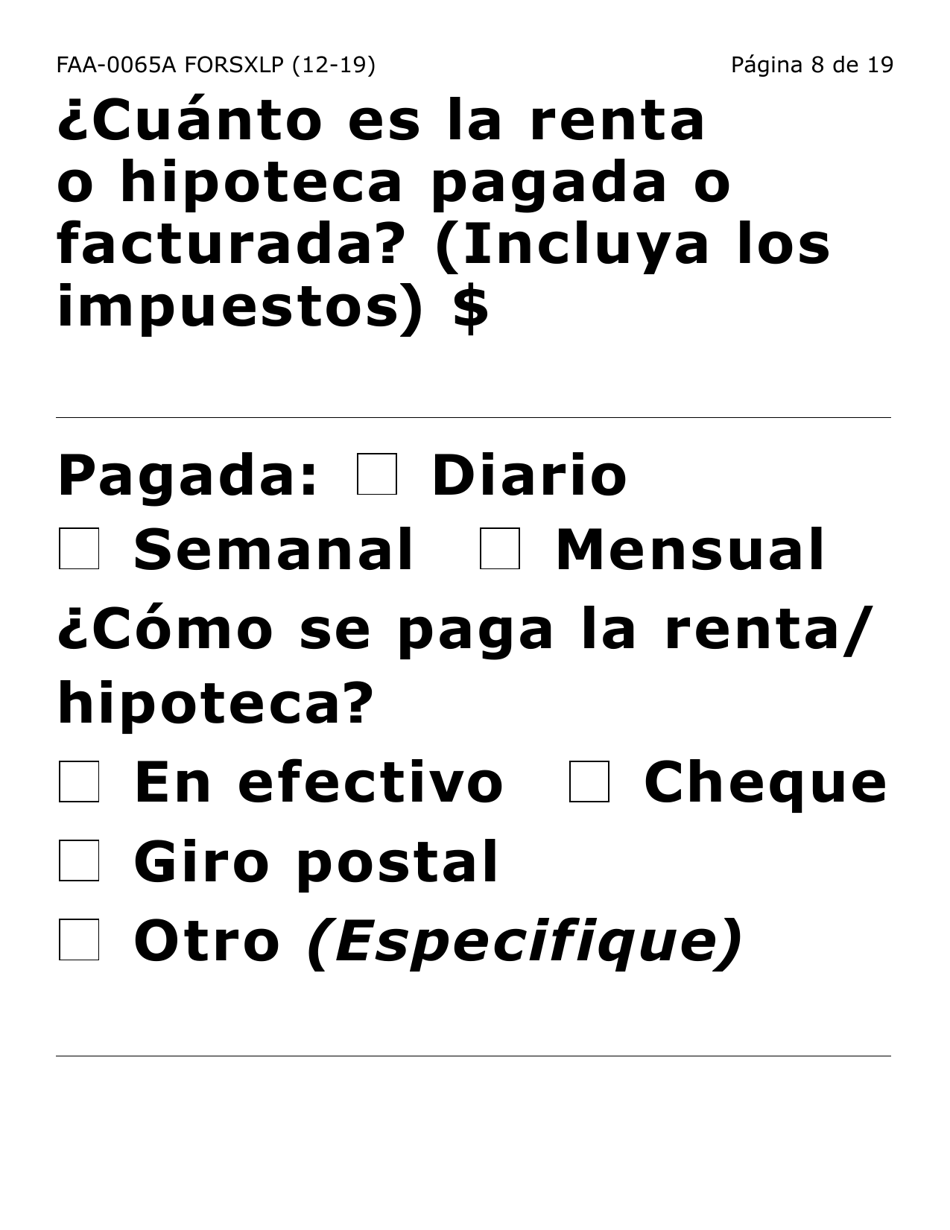 Formulario FAA-0065A-SXLP Verificacion De Situacion De Residencia / Direccion Residencial (Letra Extra Grande) - Arizona (Spanish), Page 8