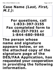 Form FAA-1701A-XLP Verification of Terminated Employment (Extra Large Print) - Arizona, Page 2
