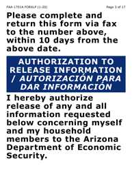 Form FAA-1701A-XLP Verification of Terminated Employment (Extra Large Print) - Arizona, Page 3