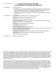 Form FAA-1145A Authorization to Share Information - Arizona (English/Spanish), Page 2