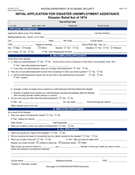 Form ETA-081 Initial Application for Disaster Unemployment Assistance - Arizona