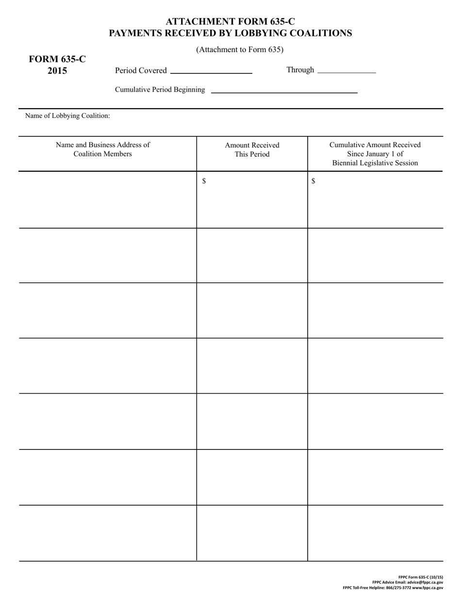 Attachment 635-C Payments Received by Lobbying Coalitions - California, Page 2