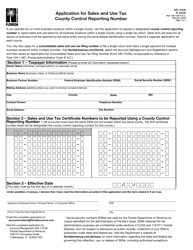 Document preview: Form DR-1CCN Application for Sales and Use Tax County Control Reporting Number - Florida